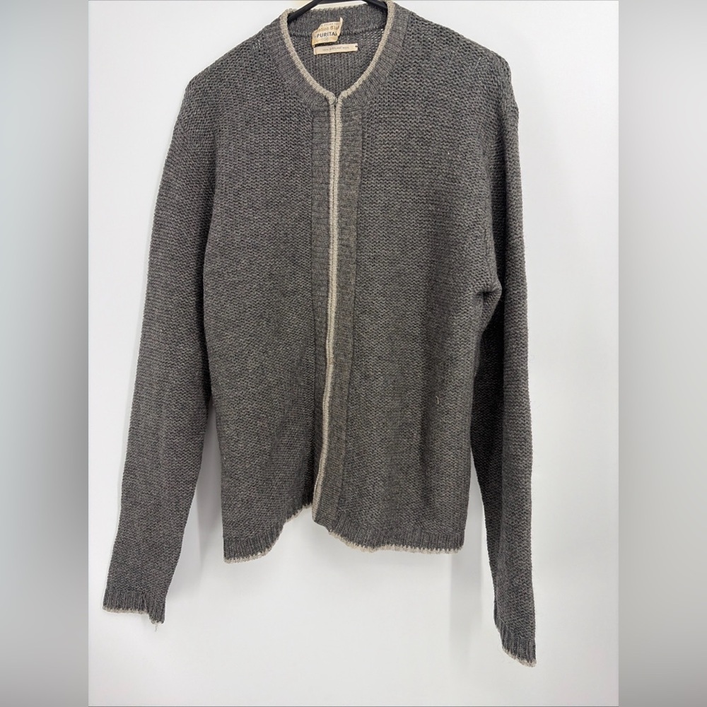 Vtg Puritan Cardigan Sweater Men's L Gray Wool Blend Fisherman USA Made Sz 38